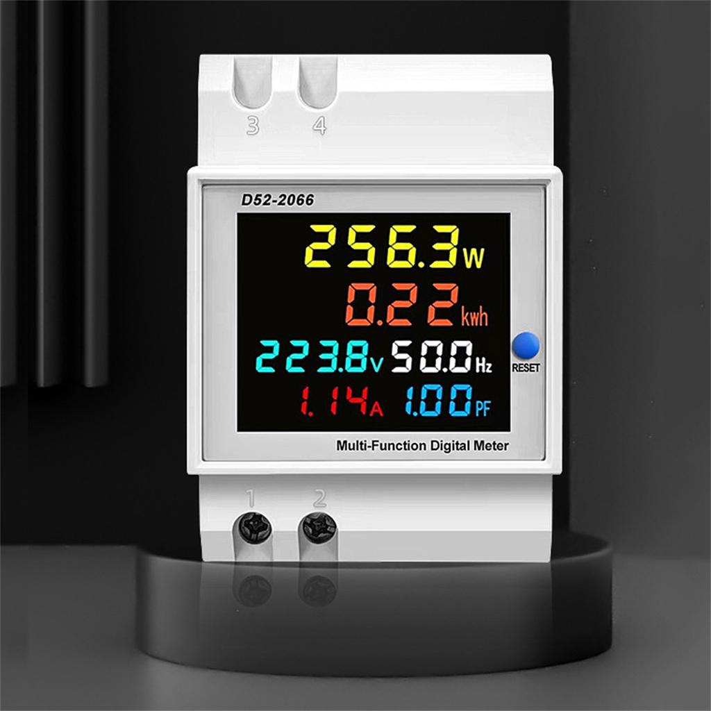 Rail AC Display D52-2066 40-300V 100A / Digital Ammeter, Voltmeter, Wattmeter With External