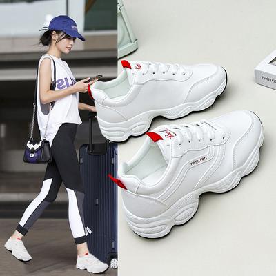 Женские повседневные массивные кроссовки, противоскользящие легкие кроссовки, дышащая прогулочная обувь из искусственной кожи, теннисная спортивная обувь на шнуровке для женщин, кроссовки