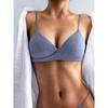 Ribbed Cotton Triangle Cup Bra with Steel Ring Free European and American Cross Bra Single Bra