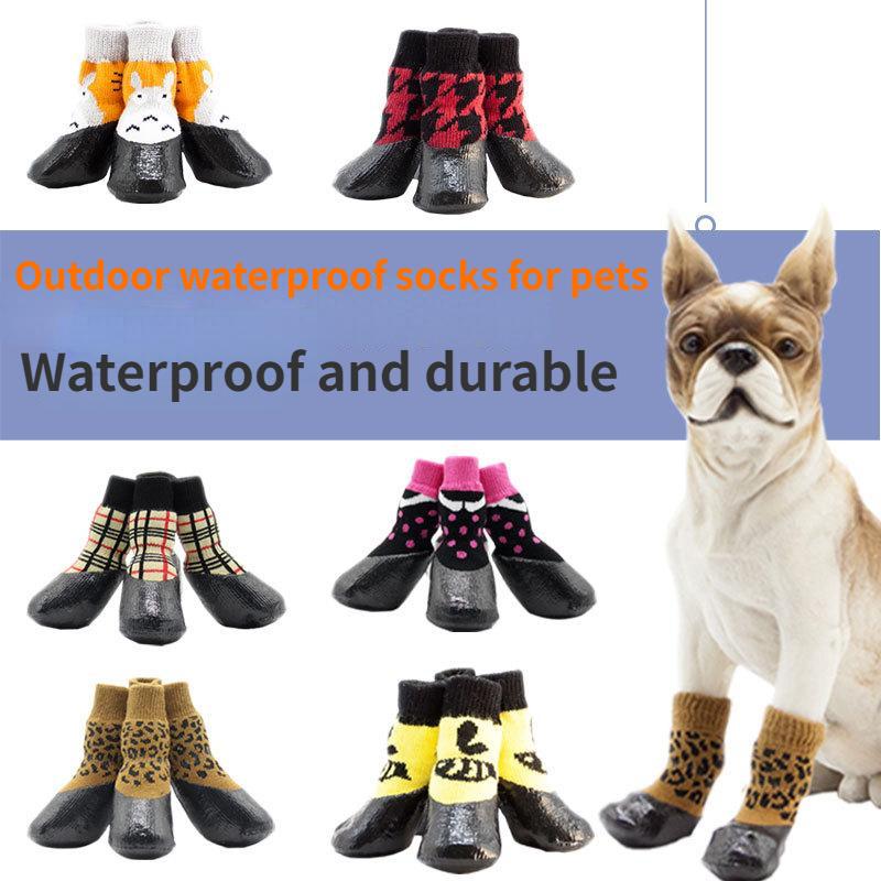 Обувь для маленьких собак, носки, однотонный дизайн, 4 шт./компл., непромокаемая обувь для собак, повседневная осенне-зимняя сетчатая обувь для собак маленьких и средних размеров