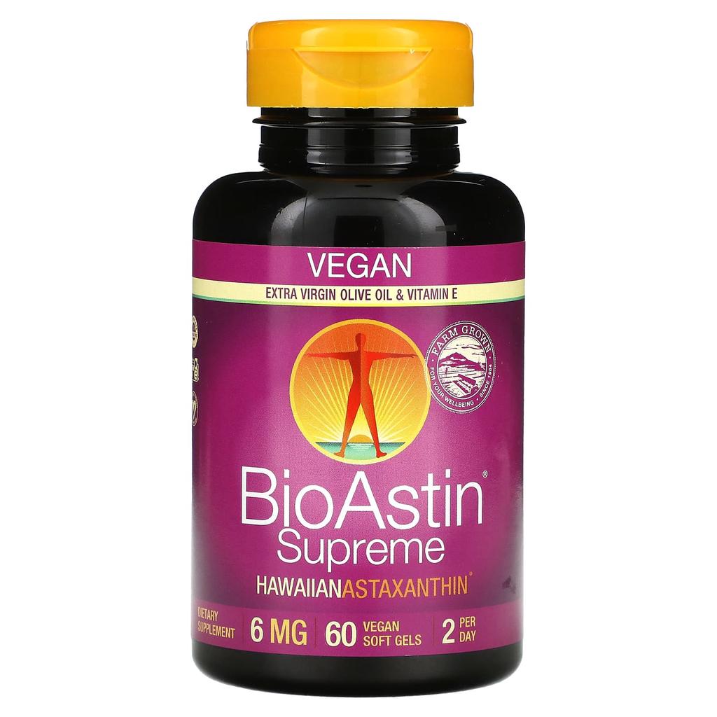 Nutrex Hawaii, BioAstin Supreme, гавайский астаксантин, 6 мг, 60 веганских мягких капсул