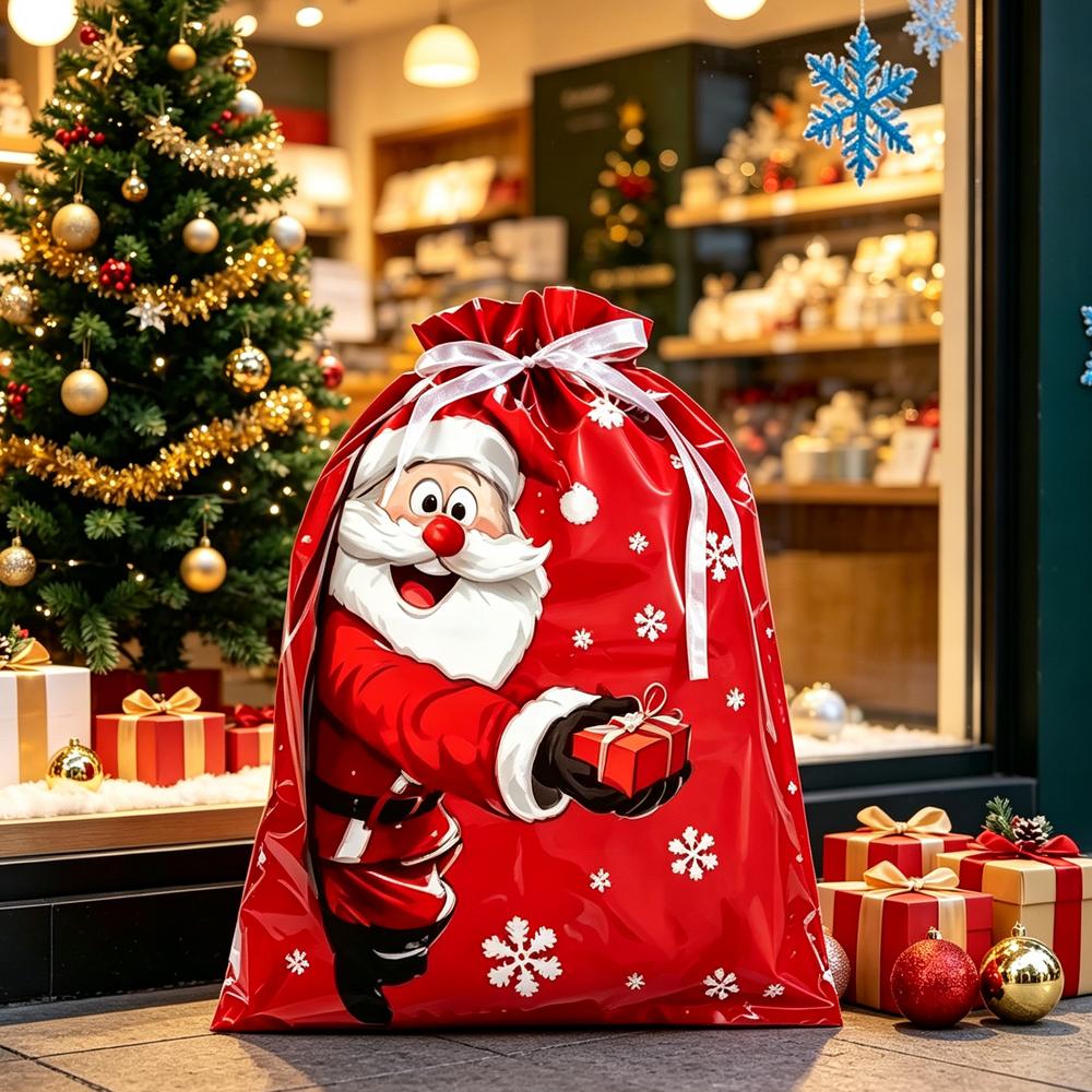 1/5/10/20Pcs Large Christmas Drawstring Gift Bags Party Kids Santa Claus Snowflake Present Wrapping Bags Happy New Year Xmas Eve 5