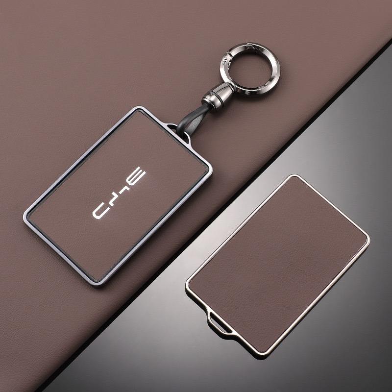 Чехол-кошелек для NFC-карты-ключа автомобиля, полный корпус, кожаный брелок-подвеска для BYD Tang DM Han EV Song PRO Qin PLUS DMI, аксессуары для сумки для ключей