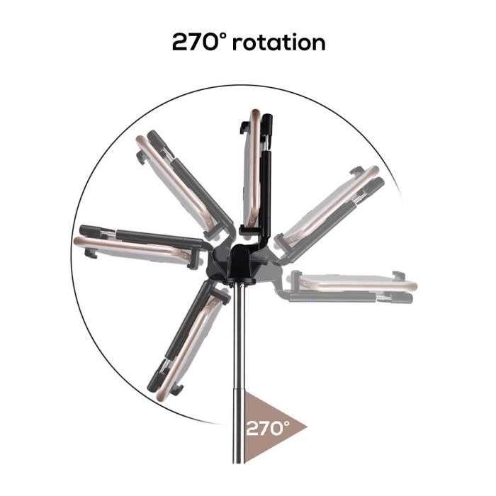 TEMPSA Выдвижная палка для селфи с Bluetooth, вращение 270° + Штатив, Белая