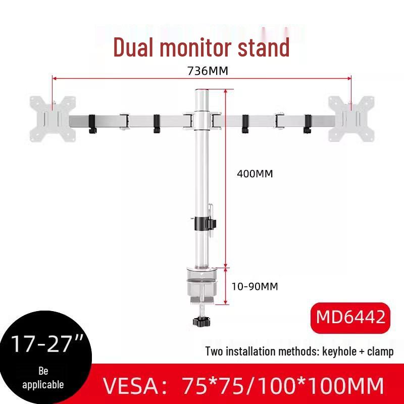No-Drill Dual Screen Desktop Monitor Stand with Pneumatic Retractable Arm