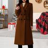 Double Breasted Trench Coat for Women Winter Notched Lapel Long Wool Blend Pea Coat Office Work Overcoat
