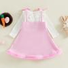 Citgeett Spring Easter Infant Baby Girls Outfits Long Sleeve Romper Bunny Suspender Dress Set Pink Clothes