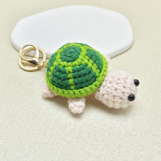 Вязаный брелок Черепаха Изысканная пряжа крючком Компактный размер Портативный брелок Мультяшный стиль