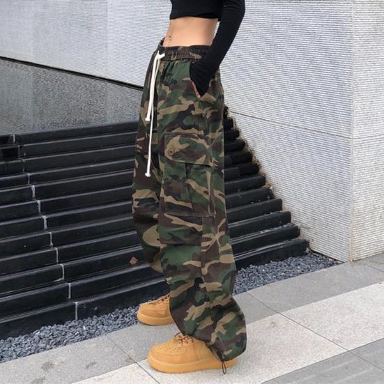 Женские брюки-карго с эластичной талией, регулируемые на шнурке, свободные повседневные брюки с большими карманами, брюки для отдыха