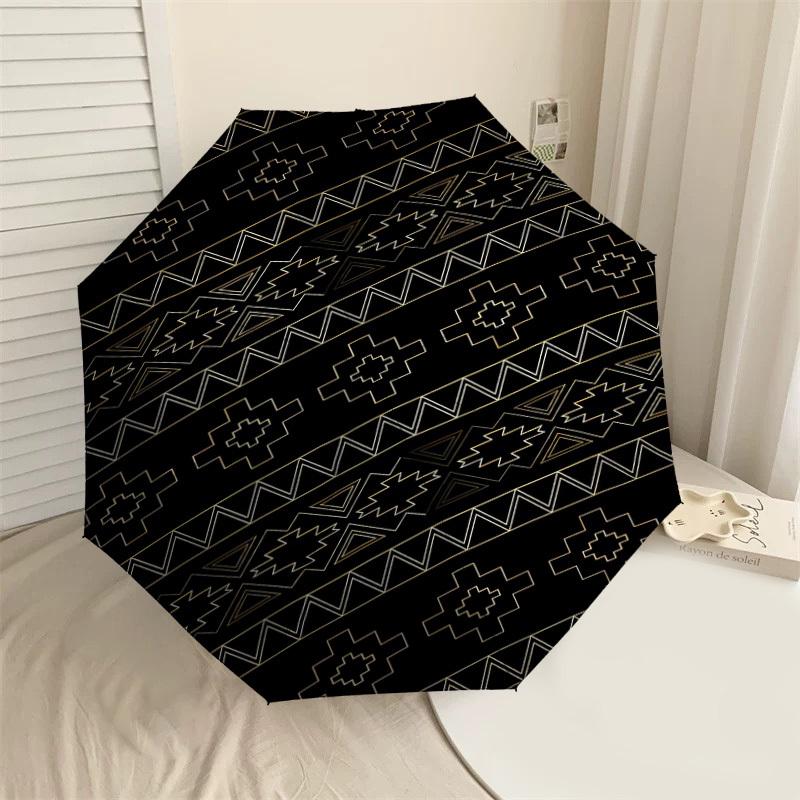 1PC Geometric Patterns Aztec Automatic Open/Close Umbrella with Windproof, 8-Rib Sturdy Canopy, Durable Ribs, Fashionable Design1289A