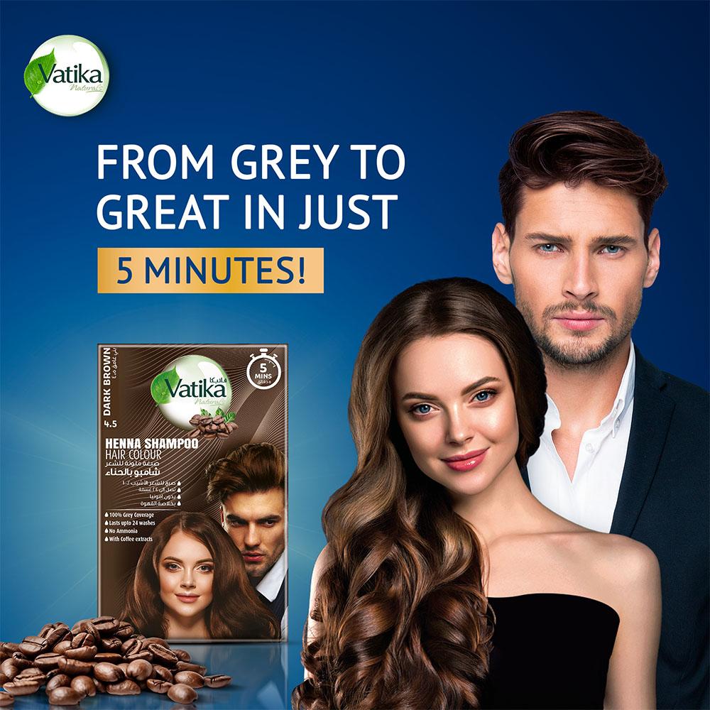 Instant Henna Shampoo Hair Color - Dark Brown Vatika Naturals 2 Pcs