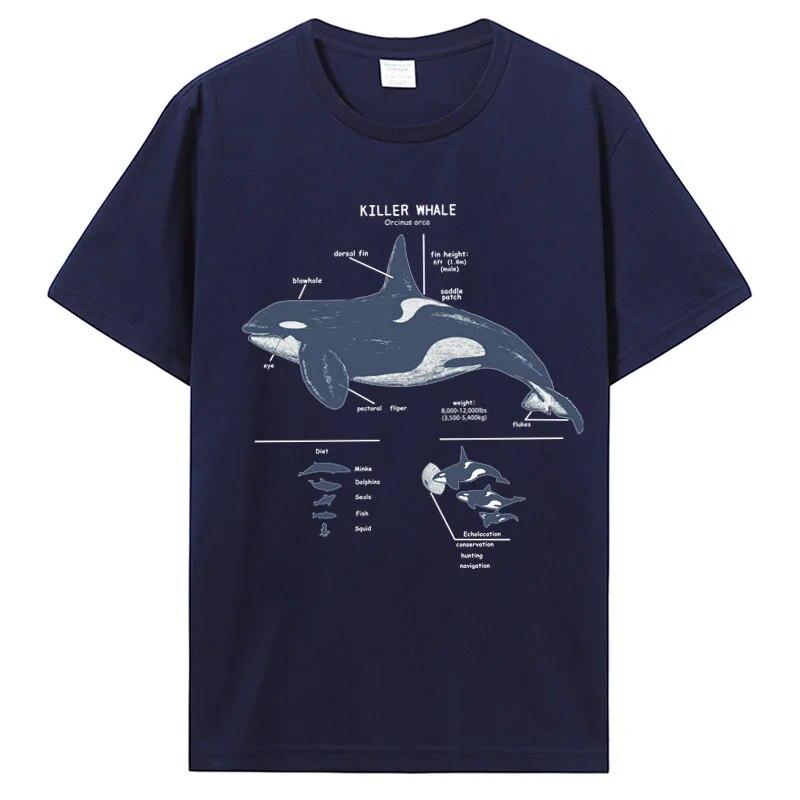 Забавная пляжная футболка с изображением косатки, анатомии морской биологии, дикой природы, уличная футболка, подарок на день рождения, летняя футболка, одежда
