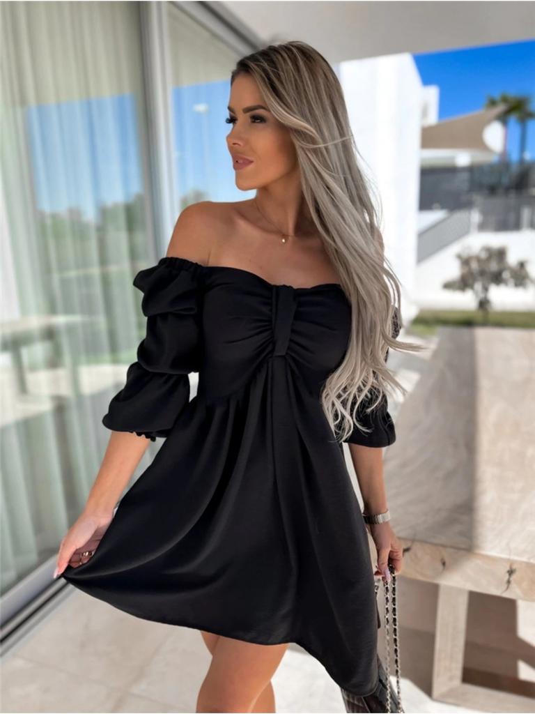 Off Shoulder Solid Color Dress Waist Hugging Elegant Strap Dress for Women Sleeveless Loose Dresses Causal Backless Dress