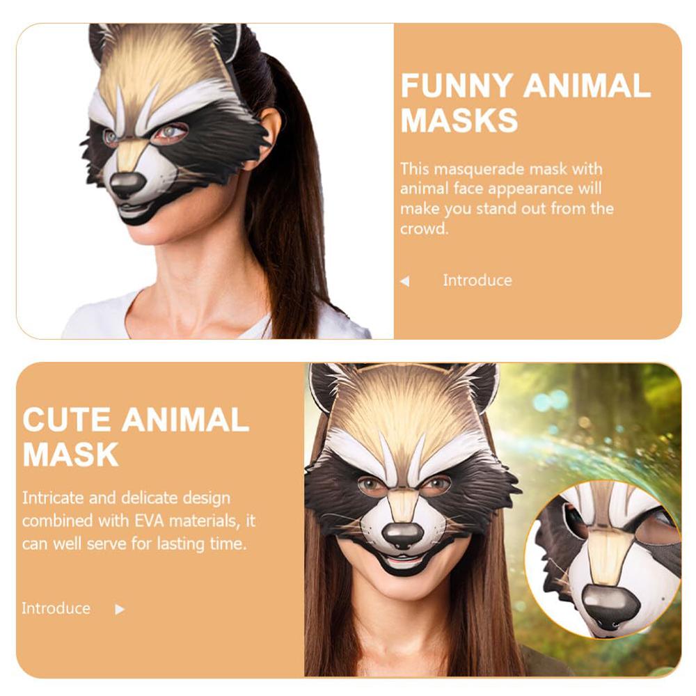 Funny Raccoon Mask Animal Bear Cosplay Mask Half Face Mask Halloween Masquerade Festival Rave Mask Party Props Gifts