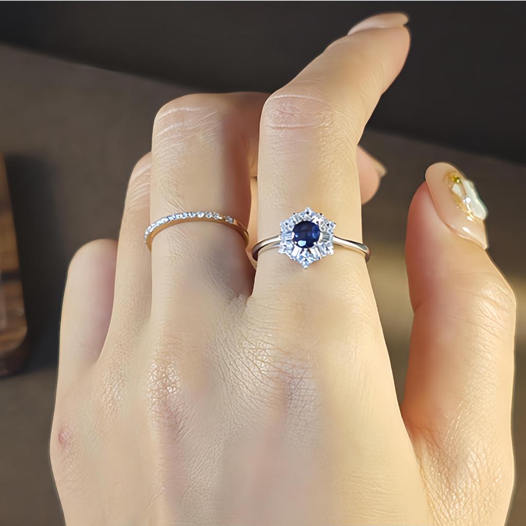 Light Luxury Sapphire Adjustable Hexagon Ring Wholesale Hot Star 925 Sterling Silver Fashion Jewelry Rings