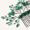 Green Crystal Tiara Rhinestone Hair Comb Flower Leaf Headbands Crystal Hair Combs Bridal Clips