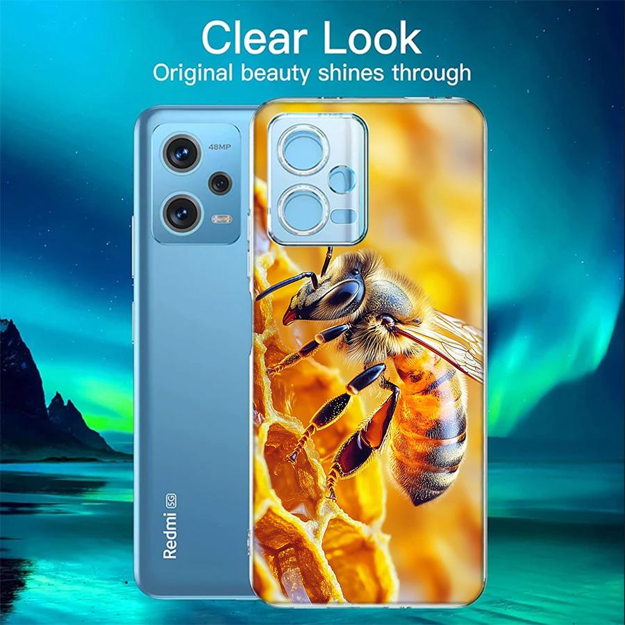 Bees and Honey in the Honeycomb Phone Case For Redmi 12 13C 12C 15C 9 10 10C Note 13 Pro Plus 14 15 Pro 9T 9C 9A TPU Soft Cover