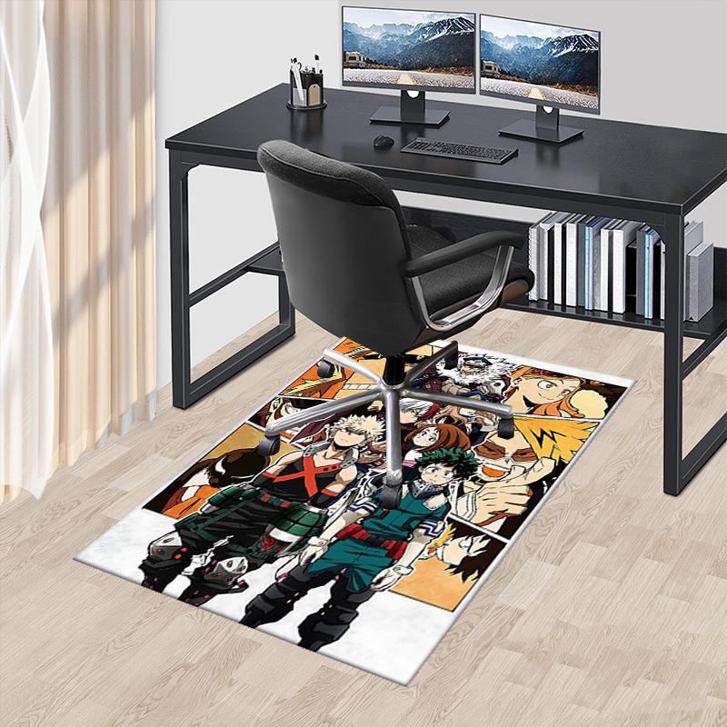 1pc My Hero Academia Anime Characters Office Chair Mat - Anti-Slip Carpet for Desk, Decorative Floor Covering Suitable for Home or Workplace, Perfect