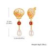 Xiaomi Vnox Ocean Resin Shell Teardrop Imitation Pearl Dangle Earring for Women, Gold Plated Zircon Drop Earrings Boho Vacation Jewelry