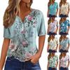 Women's T Shirt Tee Print Button Short Sleeve Daily Weekend Fashion Basic V- Neck Regular Top