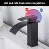 Gold Basin Faucet Deck Mounted Single Lever Bathroom Crane Waterfall Brass Bathroom Tap Hot Cold Water Mixer Taps 503