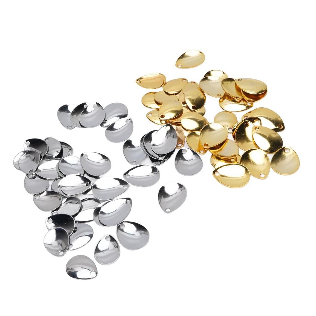 80Pcs Fishing Rotating Blades Stainless Steel Fishing Spoon Rigs for Saltwater and Freshwater Gold Silver