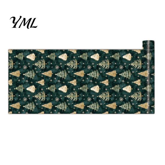 Modern Dark Green Room Decor Christmas Tree Wall Sticker, 150/300cm Gold Peel And Stick Wallpaper, Self-adhesive Wallpaper for Home Removable