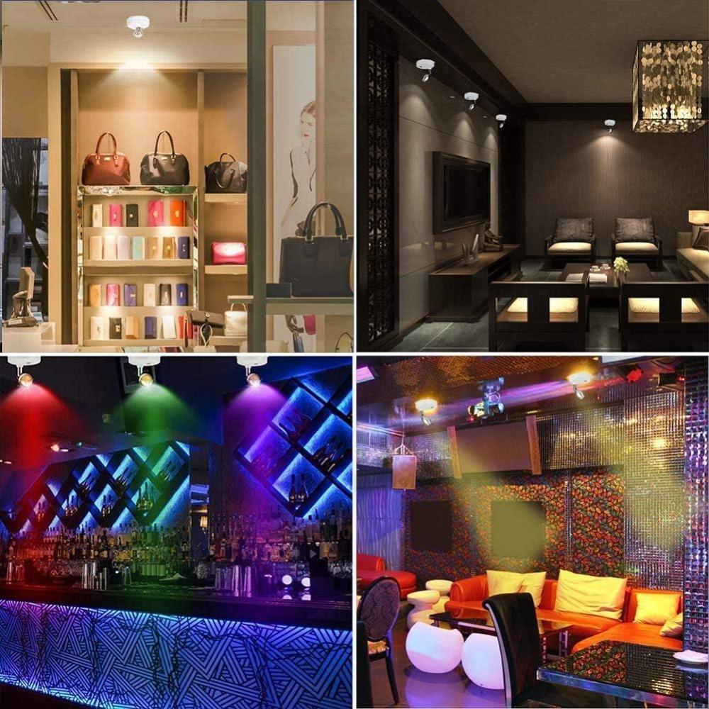Wireless LED spotlight, battery-powered decorative light, indoor mini ceiling light, dimmable uplight with remote control, 4000K warm white light