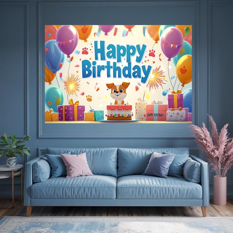 Party Backdrop Puppy Adorable Mixed Colors Photo Booth Background Birthday Party Decor