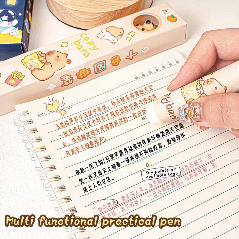 Мультяшная капибара, милое животное, 10 цветов, шариковая ручка, ручка для подписи, школьные канцелярские принадлежности, письменные принадлежности, детский подарок, забавные ручки