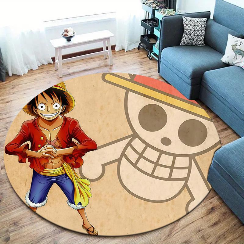 Ковер круглый с изображением Манки Д. Луффи из One Piece, ковер для гостиной, спальни, дивана, игровой комнаты, нескользящий коврик