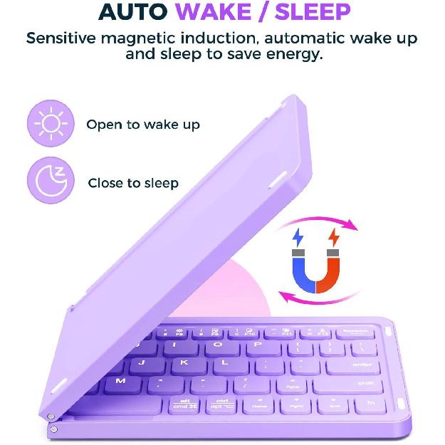 Teclado ultra Compacto Plegable Foldable Folding Wireless Portable Bluetooth Keyboard With Stand Holder for Travel