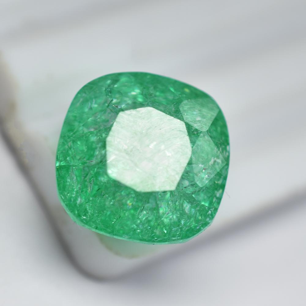 Natural Green Emerald Loose Gemstone Square Cushion Cut 22 ct for Jewelry Making and Gem Collections