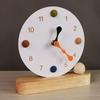 NordicTable Clocks Elegant Round Clock Tabletop Silent Mini Minimalist Watch Wood Side Table Clock Unique Decoration and Accessories with Base Design