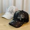Butterfly Flower Baseball Cap Rhinestone Mesh Peaked Hat Breathable Visors Cap  Women