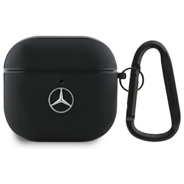 Etui do AirPods 4 Mercedes Skórzane Metalowe Logo Czarne