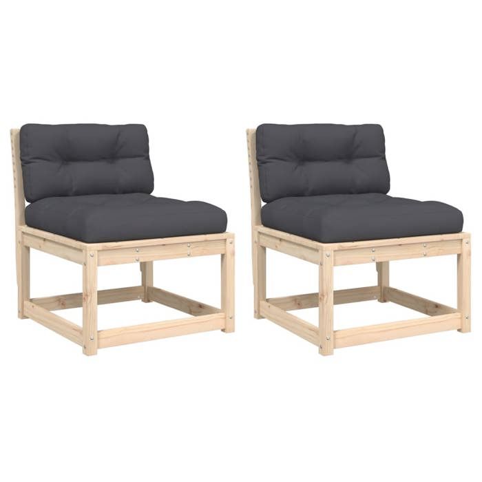 VidaXL Canapés de Jardin sans Accoudoirs et Coussins 2 pcs, Siège de Terrasse avec Dossier, Meuble de Patio Salon Extérieur, 844704