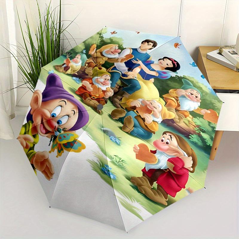 1pc Snow White & The Seven Dwarfs Pattern Automatic Umbrella is Fashionable and Good-Looking, a Portable 3-Fold Umbrella, Suitable for Trave