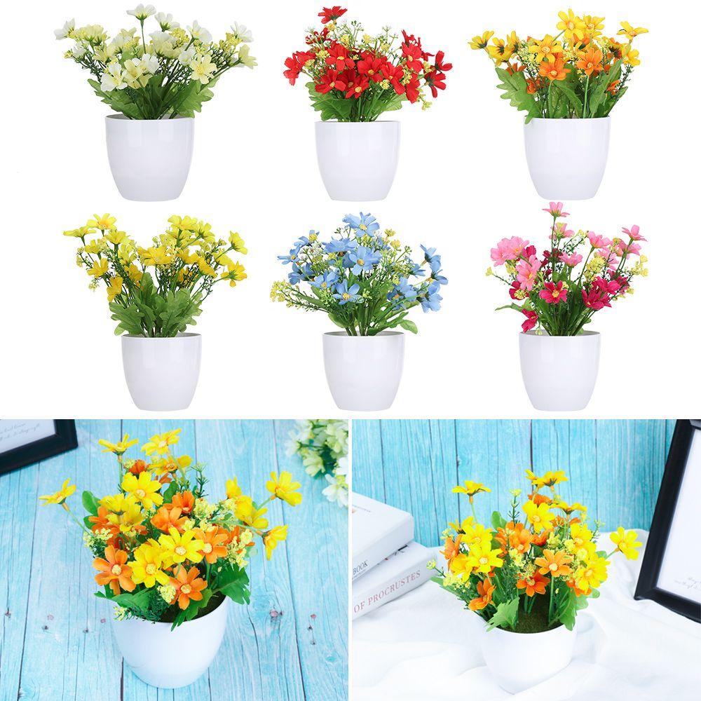 Домашний декор Праздничные принадлежности Искусственные растения Шелковые хризантемы Имитация бонсай Цветы в горшках