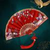 Silk Cloth Gold Edge Fans Chinese Traditional Dance Fan Chinese Style Fan Customized Handmade Folding Fan Decorative Fan