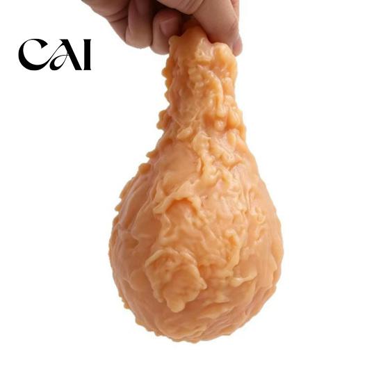 Realistic Fried Chicken Toy Leg Squeeze Toy, Stress Relief Drumstick Sensory Fake Stretchable Food Themed Toys Desk Fidget for Basket Stuffers, Party