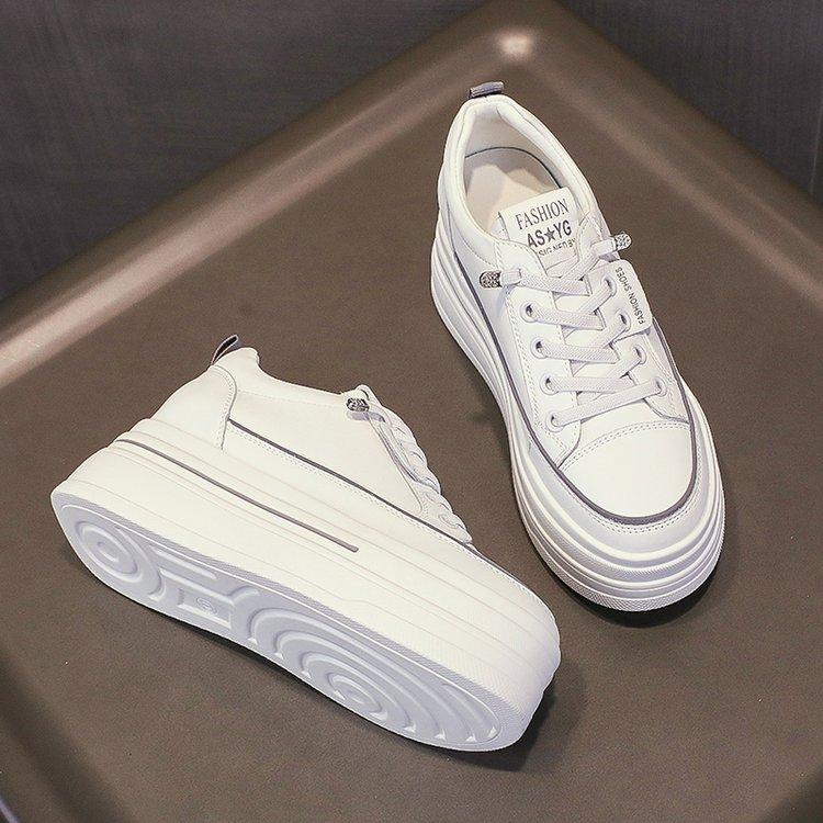 Thick-soled White Shoes Women, Within The High Hundred with Imitation Leather Single Shoes, Muffin Plate Shoes Women's Shoes