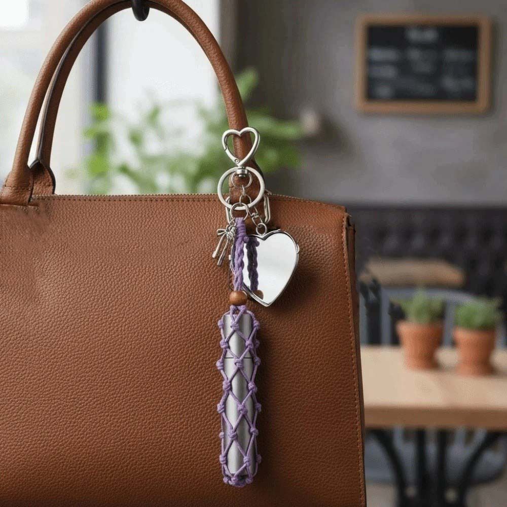 Portable Lipstick Organizer Keychain Mini Lipsalve Cover Key Ring Bag Pedant