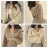 Autumn/Winter 2025 Chunky Knit Hooded Cardigan - Lazy Style Women's Loose Turn-Down Collar Sweater