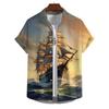 Summer Shirt For Men Lighthouse 3d Printed Men‘S Clothing Loose Oversized Shirt Beach Party Short Sleeved Tops Hawaii Sweatshirt