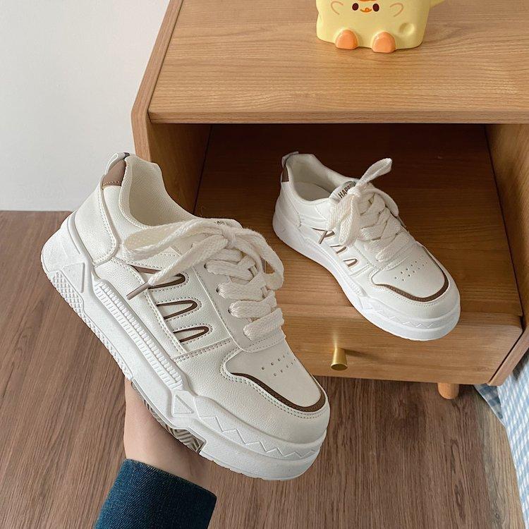 Женская обувь для внешней торговли 2025 весна новая резиновая мягкая подошва на платформе шнуровка студенческая женская повседневная спортивная обувь для скейтборда