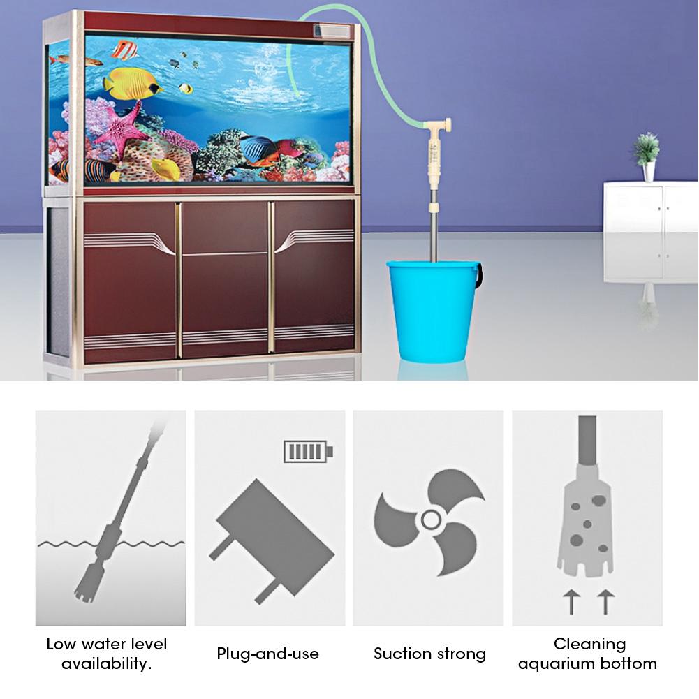 Электрический насос для смены воды в аквариуме, очиститель песка, сифонная трубка для очистки аквариума CN