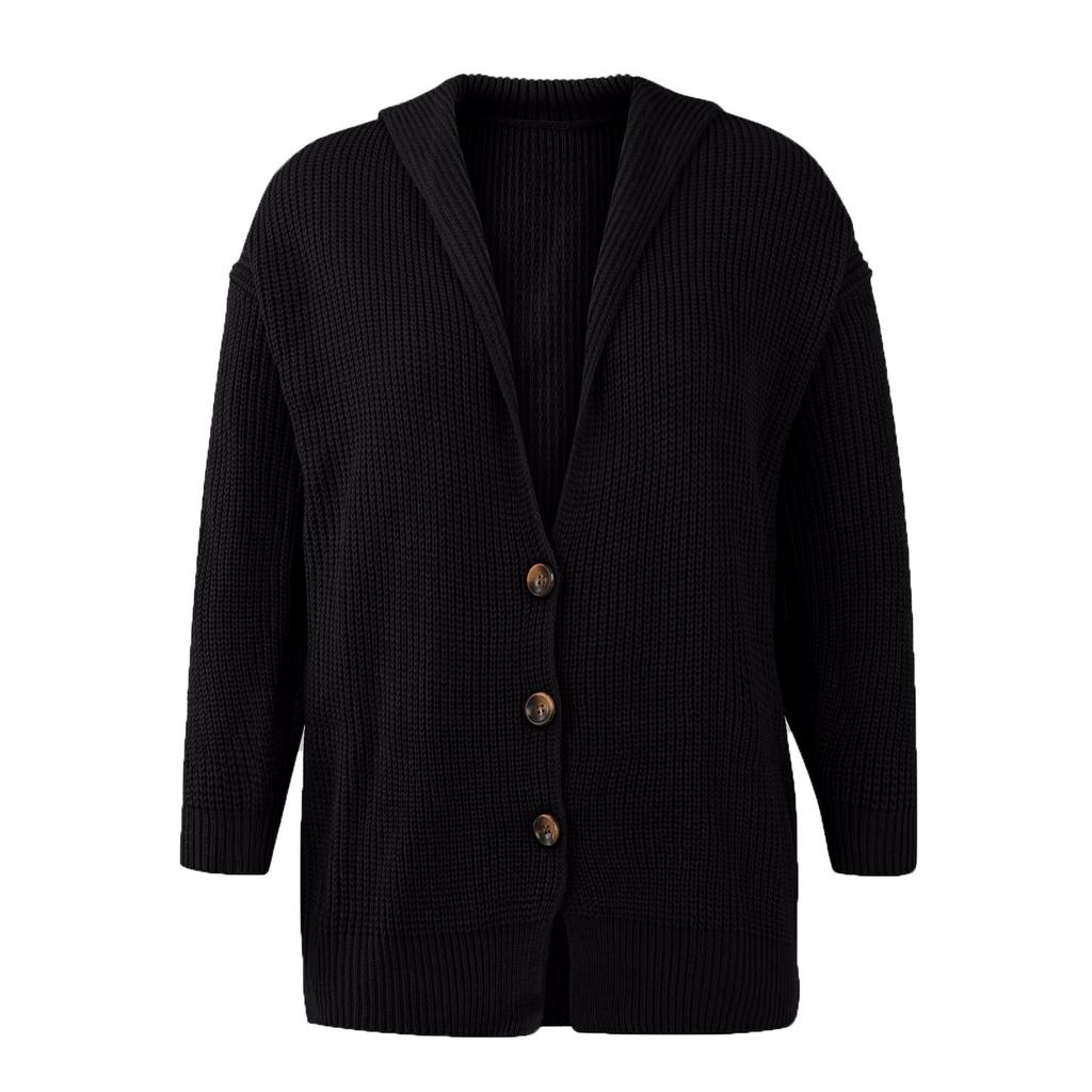 Женский кардиган, однотонный вязаный свитер с вырезом, вязаный свитер, куртка