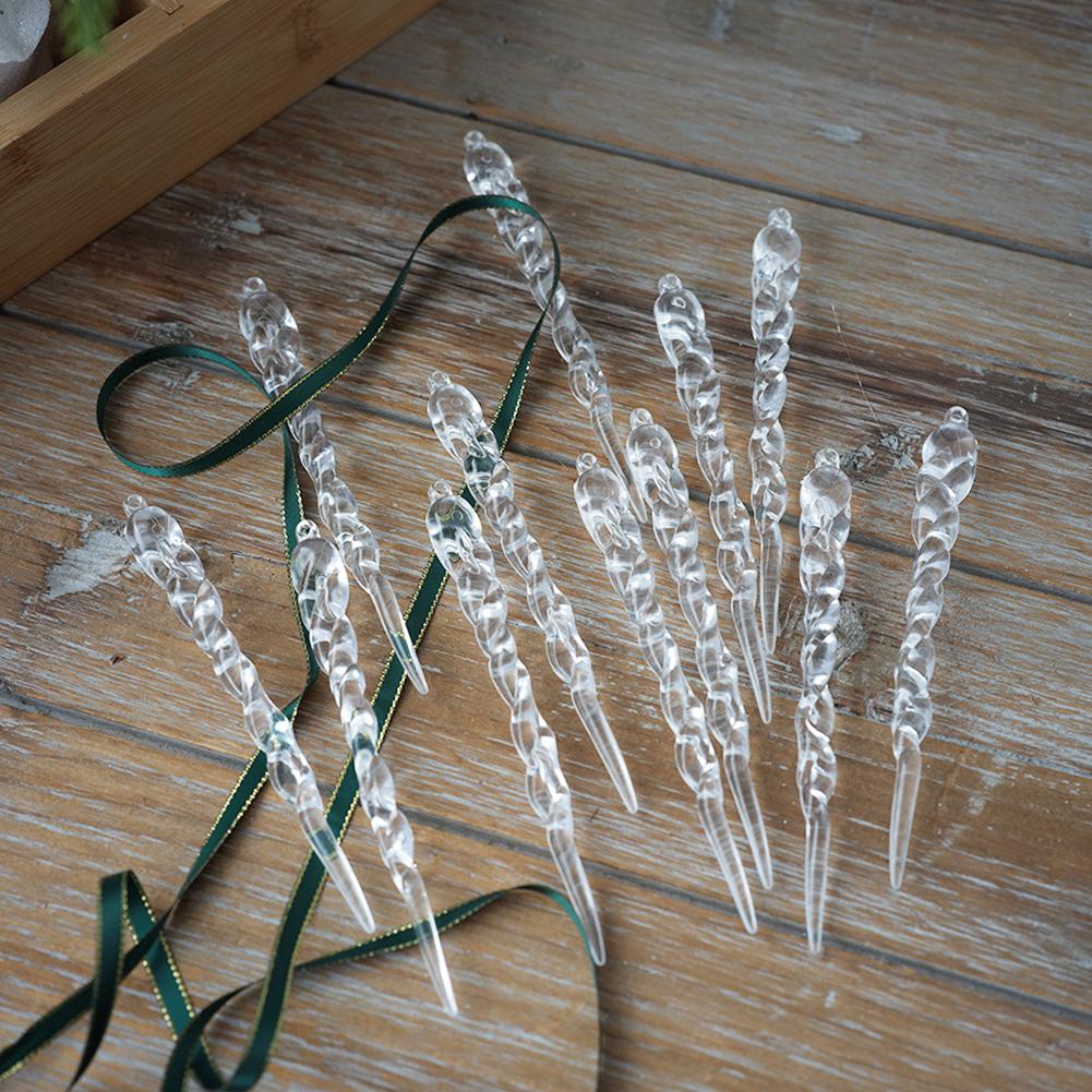 12 шт. Рождественские подвески-сосульки, прозрачные сосольки, декор, прозрачные хрустальные витые сосольки для новогоднего зимнего украшения