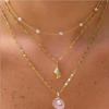 Trending Necklace Fashionable Multi-Layer Imitation Pearl Conch Shell Pendant Necklace Elegant Beach Collarbone Chain